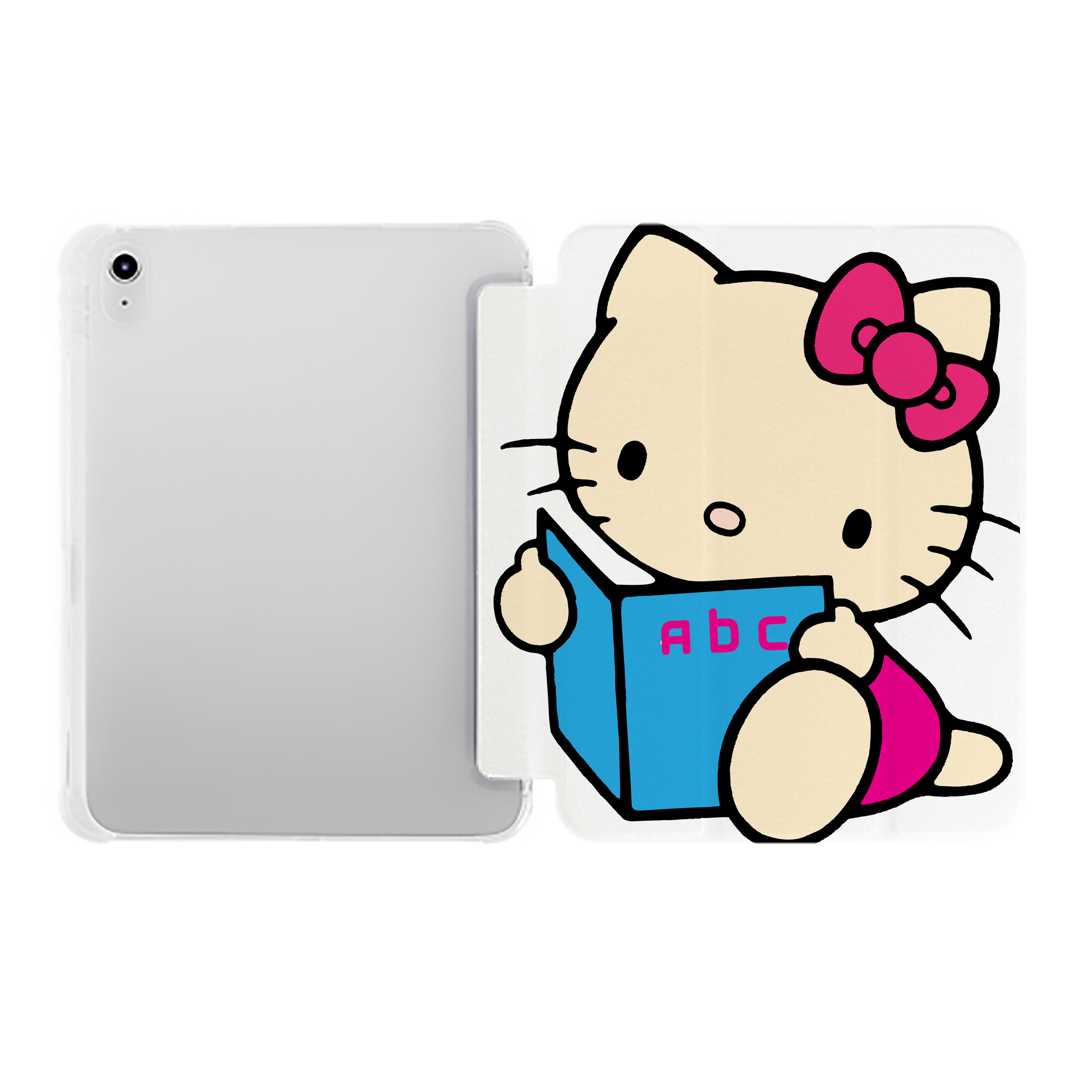 （画像用） Hello Kitty ハローキティ IPad ケース ペン収納付き 三つ折りスタンド PUレザー×シリコン 対応機種9.5/10.5/10.9インチ